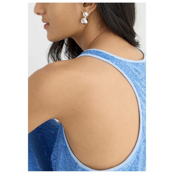 J. Crew Collection Limited Edition Alicia Sequin Racerback Slip Dress Blue Sz 10 - Picture 4 of 13